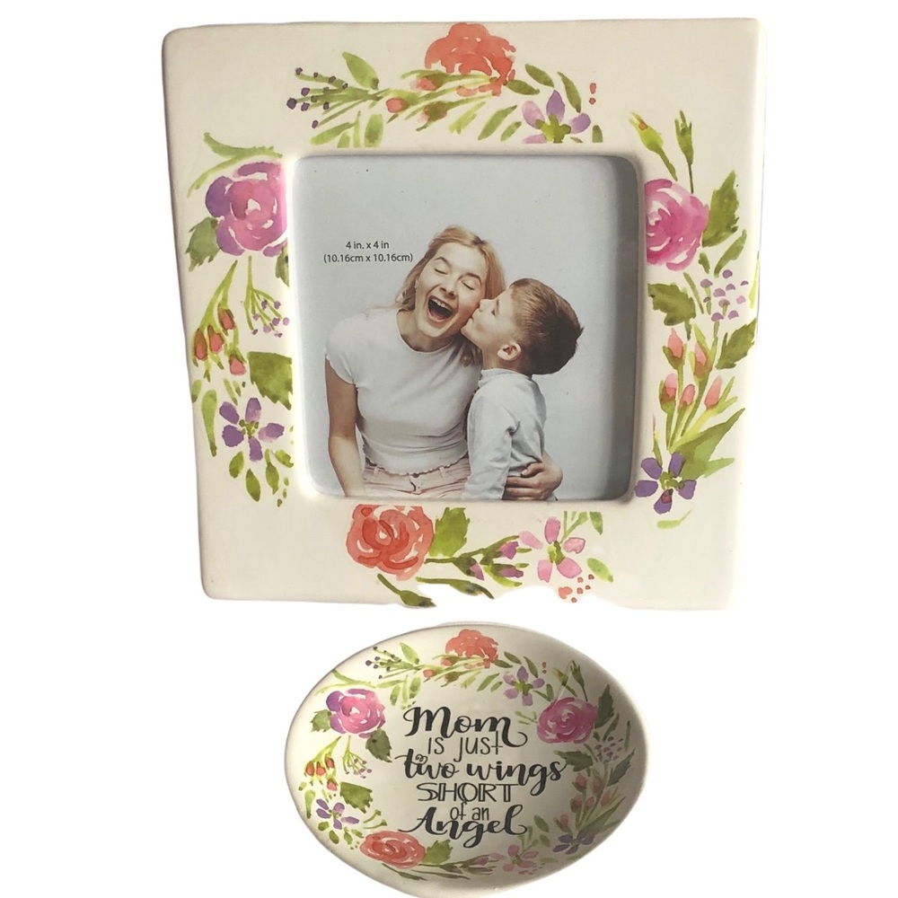 Lillian Scott Home Floral Decorative Frame and Trinket Dish Gift Set